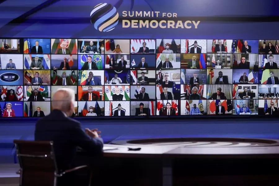 U.S. President Joe Biden convenes a virtual summit with leaders from democratic nations at the State Department's Summit for Democracy, at the White House, in Washington, D.C., U.S. on December 9, 2021.