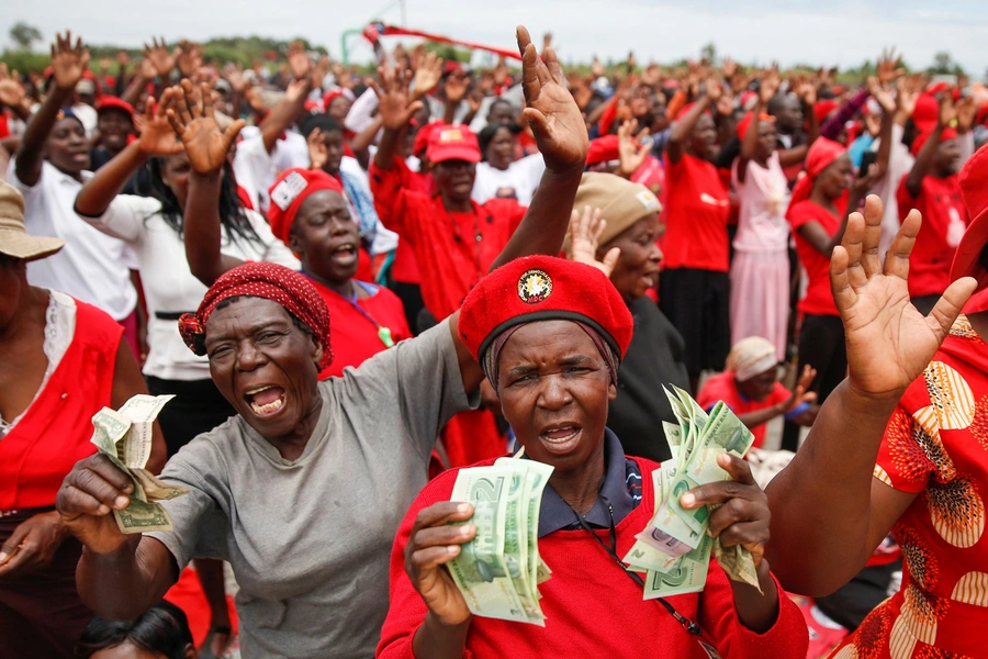 Zimbabwe's main opposition Movement for Democratic Change (MDC) supporters gather for a rally in Harare, Zimbabwe on January 21, 2020.