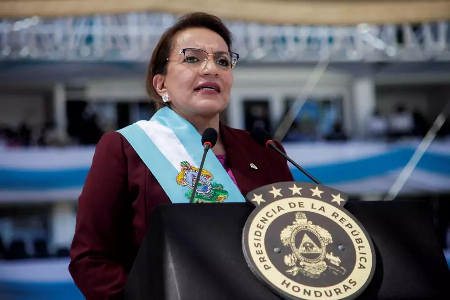 New Honduran President Xiomara Castro delivers a speech during her swearing-in ceremony in Tegucigalpa on January 27.