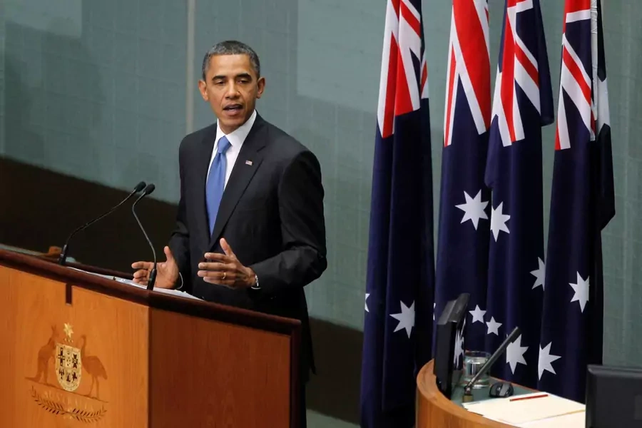 President Barack Obama announces the pivot to Asia in a speech to the Australian Parliament on November 17, 2011