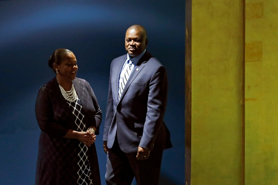 Botswana's Vice President Mokgweetsi Masisi arrives to address the United Nations General Assembly in the Manhattan borough of New York, U.S. on September 23, 2016.