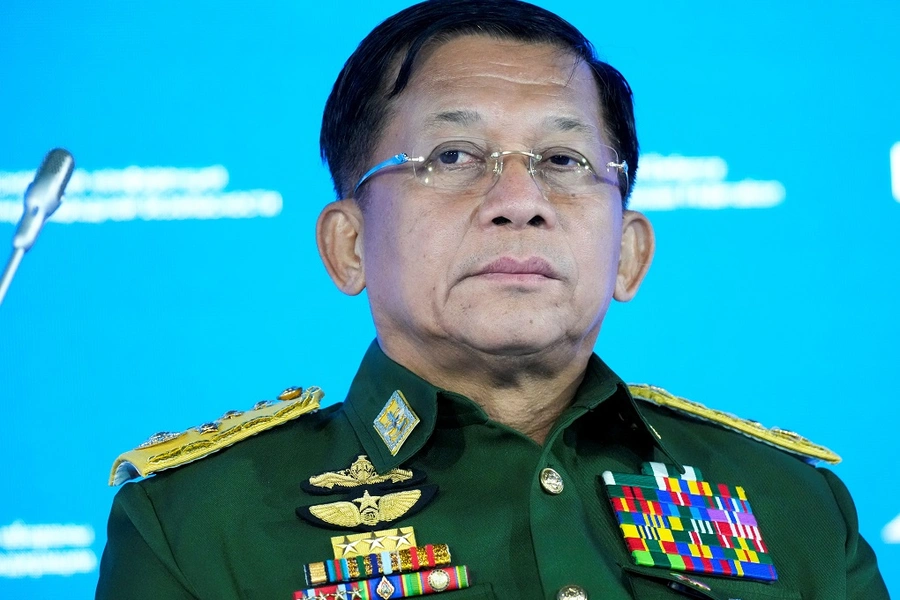 Commander-in-Chief of Myanmar's armed forces, Senior General Min Aung Hlaing, attends the IX Moscow conference on international security in Moscow, Russia, on June 23, 2021.