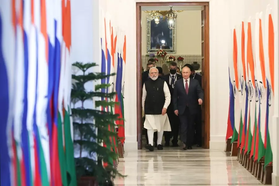 Russia's President Vladimir Putin attends a meeting with India's Prime Minister Narendra Modi in New Delhi, India, December 6, 2021.