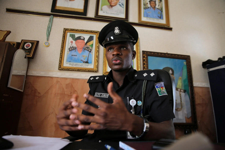 Kaduna State Police Spokesman Aliyu Usman speaks to Reuters during an interview in Kaduna, Nigeria on November 2, 2016.