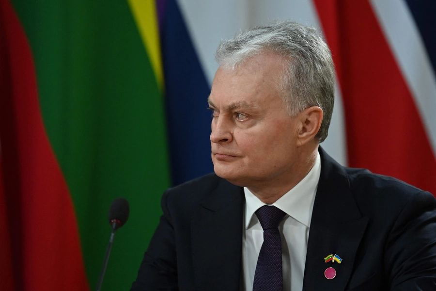 Lithuania's President Gitanas Nauseda attends a meeting of the leaders of the Joint Expeditionary Force (JEF), at Lancaster House, in London, Britain, on March 15, 2022.