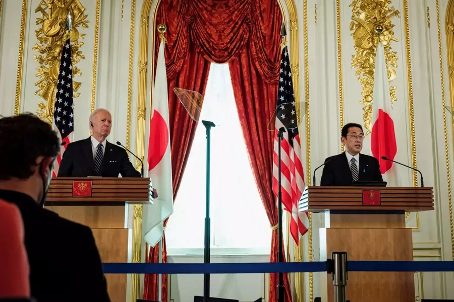 U.S. President Joe Biden and Japan Prime Minister Fumio Kishida attend a press conference at Akasaka guest house, in Tokyo, Japan, May 23, 2022.