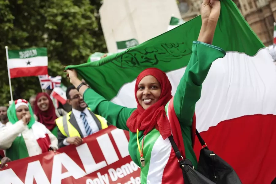 Members of the Somaliland community in Britain's capital celebrate the 20th anniversary of its declaration of independence from Somalia during a demonstration in London May 18, 2011. 