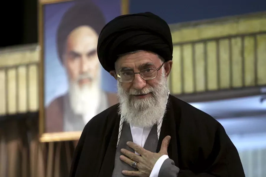 Ayatollah Ali Khamenei, the supreme leader of Iran, speaks at a 2009 clerical meeting in Iran.