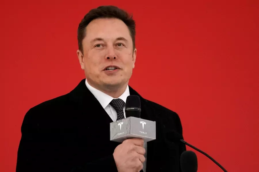 Tesla CEO Elon Musk speaks at the ground breaking ceremony for a Tesla factory in Shanghai in 2019.