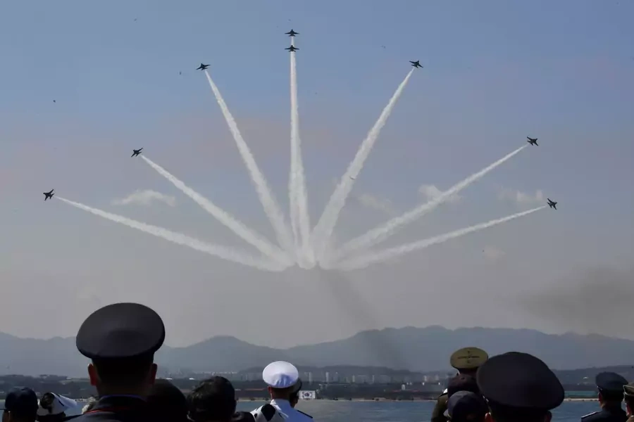 The South Korean military participates in the 73rd anniversary of Armed Forces Day on October 1, 2021 in Pohang, South Korea.