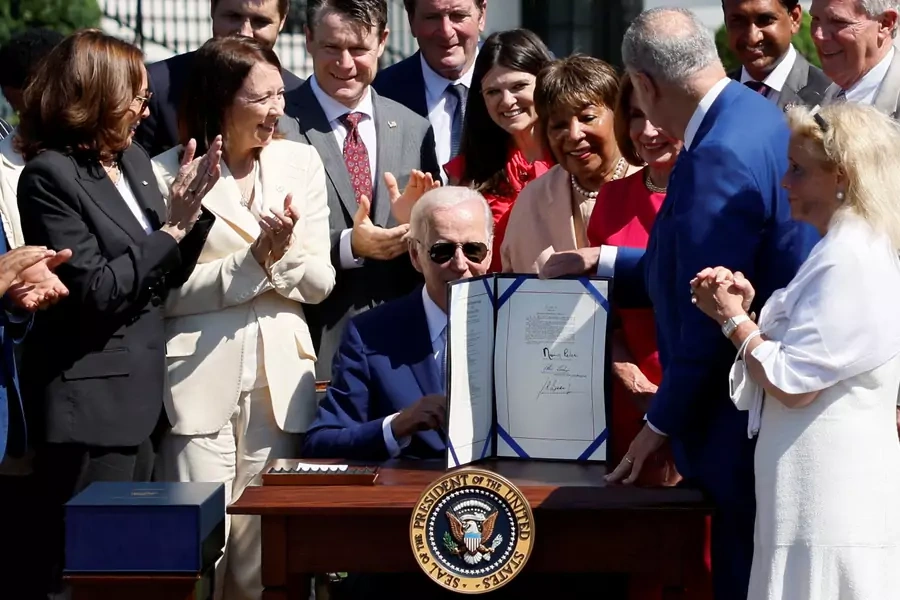 President Joe Biden signs the CHIPS and Science Act in August 2022.