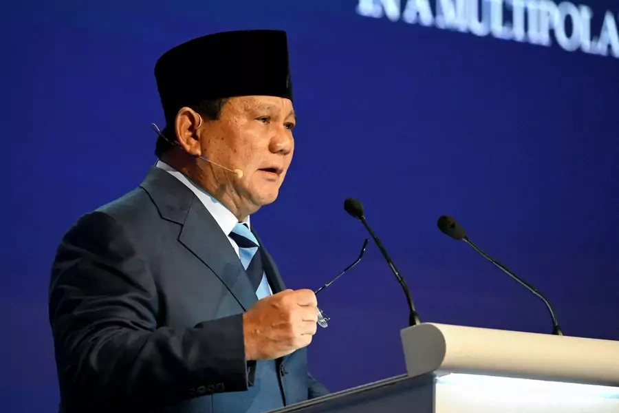 Indonesia's Defence Minister Prabowo Subianto speaks at the second plenary session of the 19th Shangri-La Dialogue in Singapore on June 11, 2022.