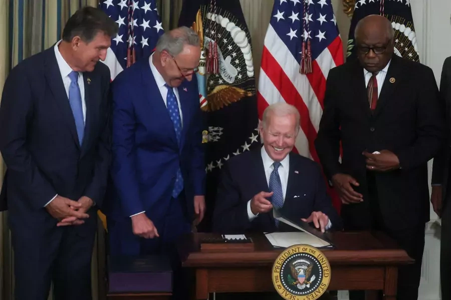 U.S. President Joe Biden signs "The Inflation Reduction Act of 2022" into law in a ceremony at the White House