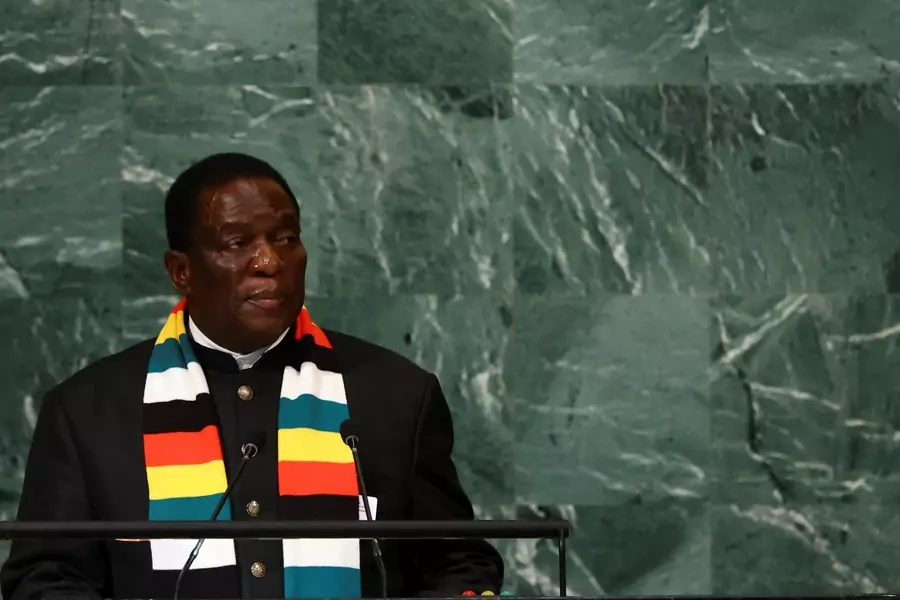 President of Zimbabwe Emmerson Dambudzo Mnangagwa addresses the 77th Session of the UN General Assembly in New York City, United States, on September 22, 2022.