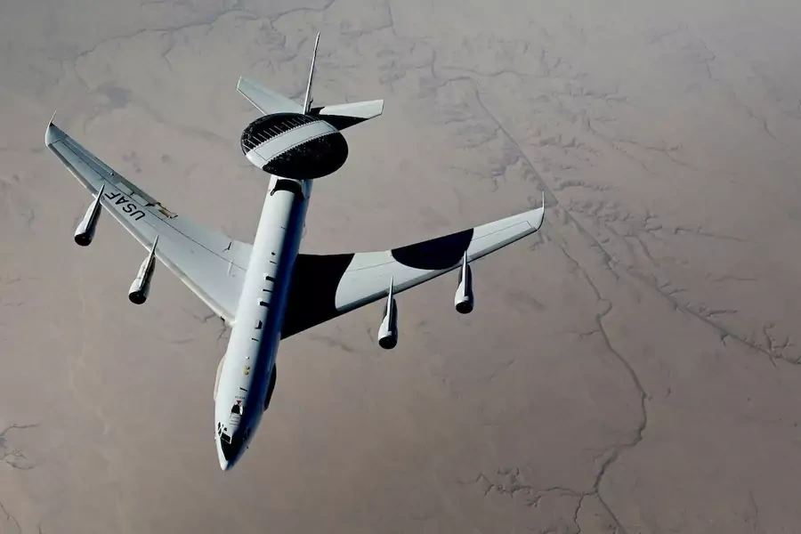 An Air Force E-3 Sentry conducts aerial operations.