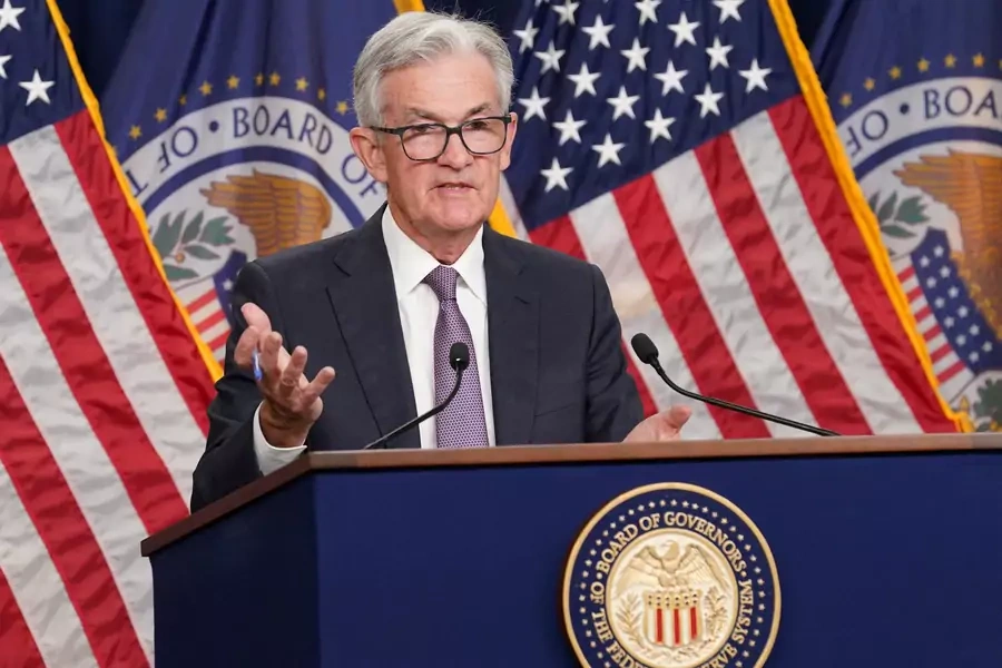 U.S. Federal Reserve Board Chair Jerome Powell holds a news conference in Washington, D.C. after last month's interest rate hike.