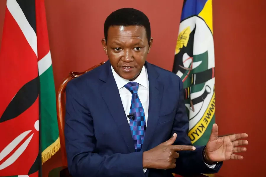Dr. Alfred Nganga Mutua, Kenya's new Minister for Foreign and Diaspora Affairs, formerly the governor of Machakos county, speaks during an interview, in Machakos county, Kenya, on April 22, 2020.