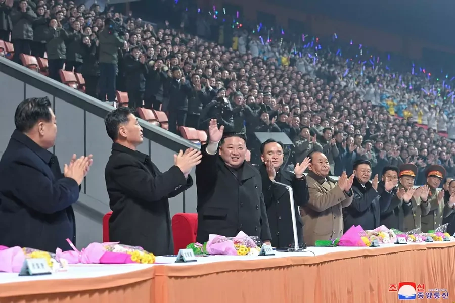 North Korean leader Kim Jong-un attends an event during the New Year celebrations at People's Palace of Culture in Pyongyang, North Korea.