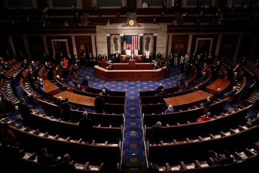 President Joe Biden delivers his first State of the Union address to a joint session of Congress in March 2022.