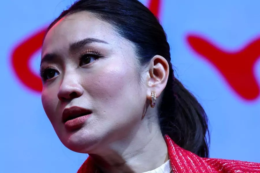 Paetongtarn Shinawatra, daughter of former Prime Minister Thaksin Shinawatra and one of the Pheu Thai Party's prime ministerial candidates, attends an event to unveil the party's candidates list and announce their policies for the upcoming election.