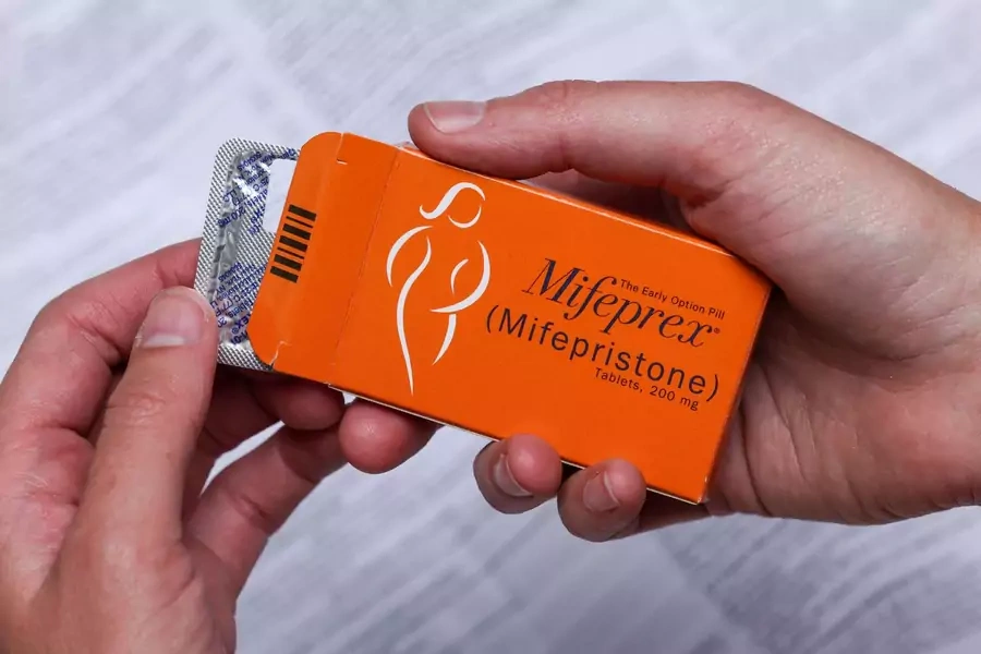 A pack of Mifeprex pills, used to terminate early pregnancies, is displayed in this picture illustration.