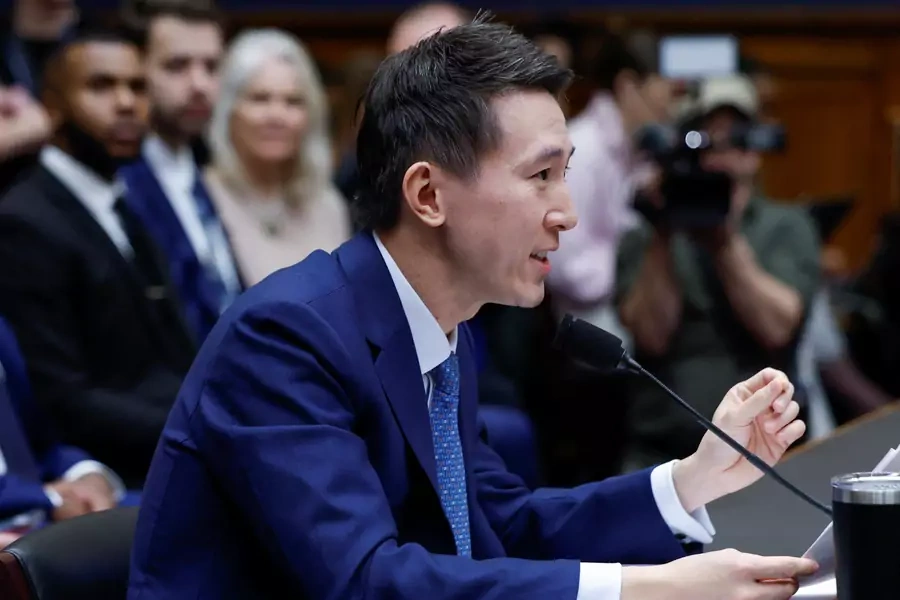 TikTok Chief Executive Shou Zi Chew testifies before a House Energy and Commerce Committee on March 23, 2023.