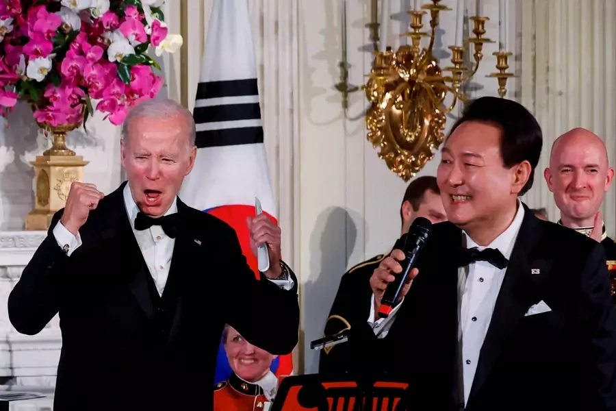 South Korean President Yoon Suk Yeol sang “American Pie” at the White House state dinner on April 26, 2023. 