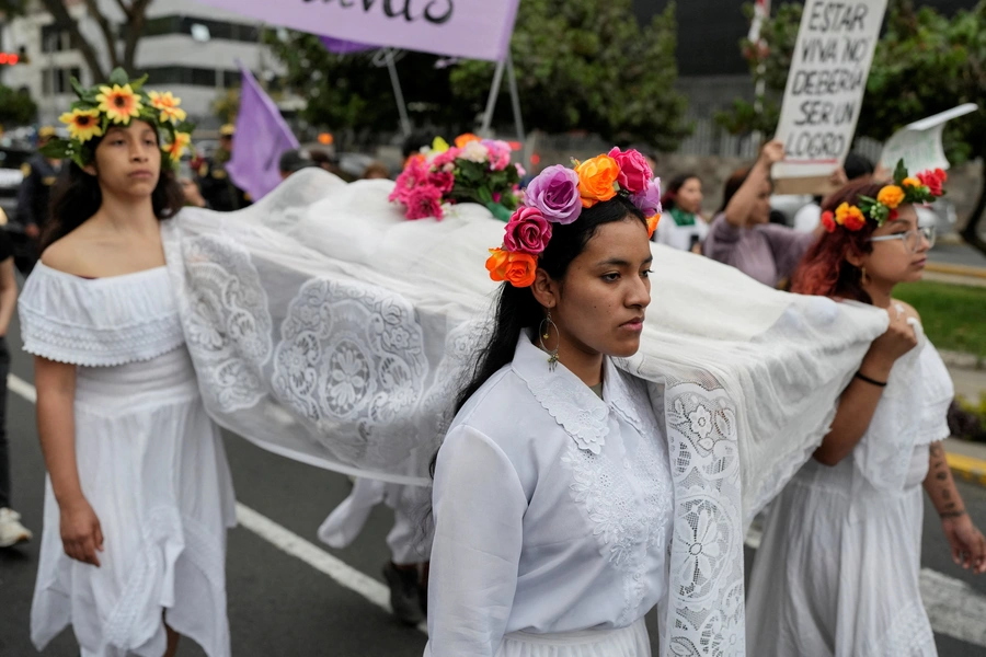 Protest to mark the International Day for the Elimination of Violence Against Women, in Lima