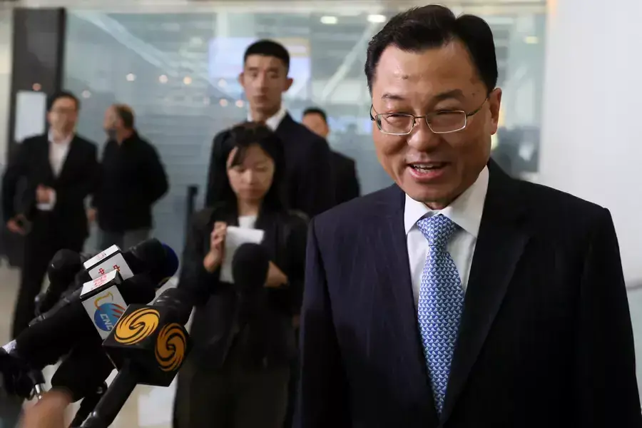 Xie Feng, China's new ambassador to the U.S., addresses the media as he arrives at JFK airport in New York City, U.S., May 23, 2023.
