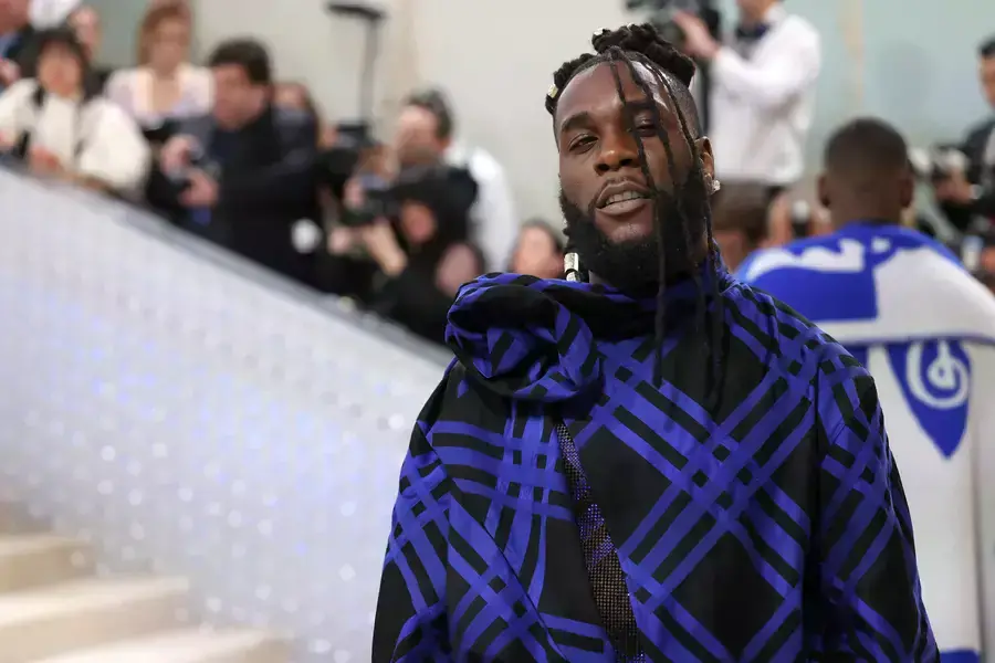 Burna Boy poses at the Met Gala, an annual fundraising gala held for the benefit of the Metropolitan Museum of Art's Costume Institute in New York City on May 1, 2023. 