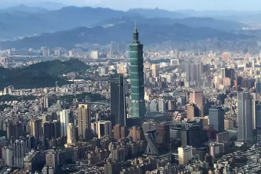 Taipei, the capital of Taiwan, is seen from an aerial view.