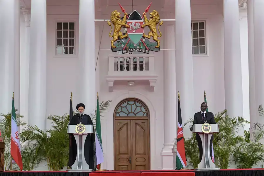 Iranian President Ebrahim Raisi attends a press conference alongside Kenyan President William Ruto at the State House in Nairobi, Kenya on July 12, 2023.