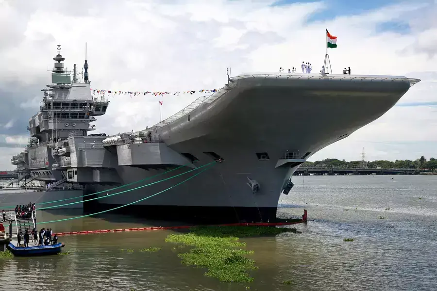 The commissioning ceremony of India's first home-built aircraft carrier, INS Vikrant, in Kochi.