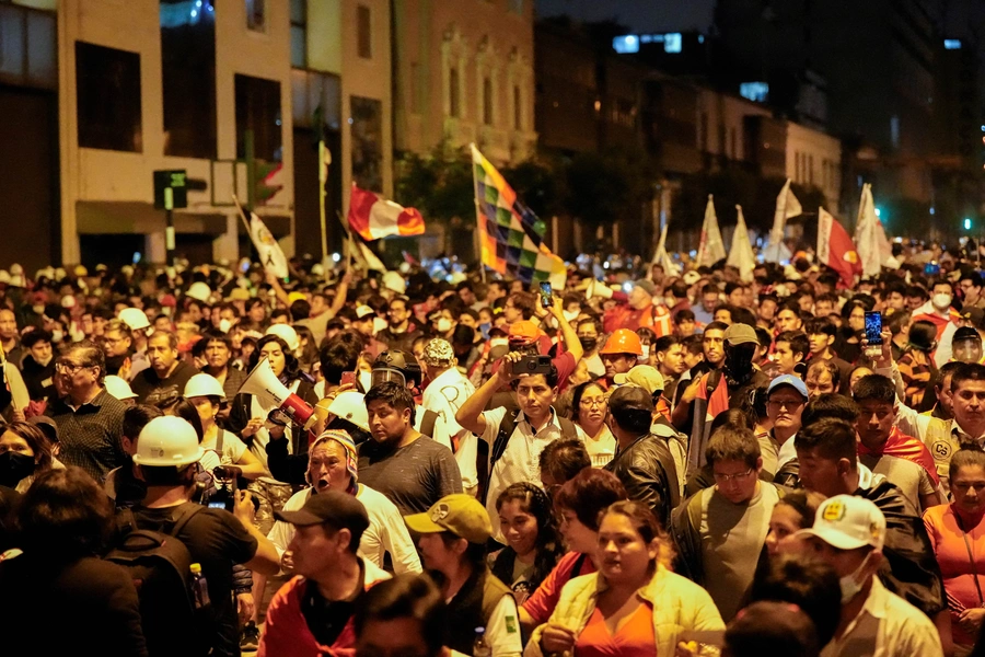 Anti-government demonstrators take part in a protest against President Dina Boluarte in Lima, Peru on July 19, 2023.