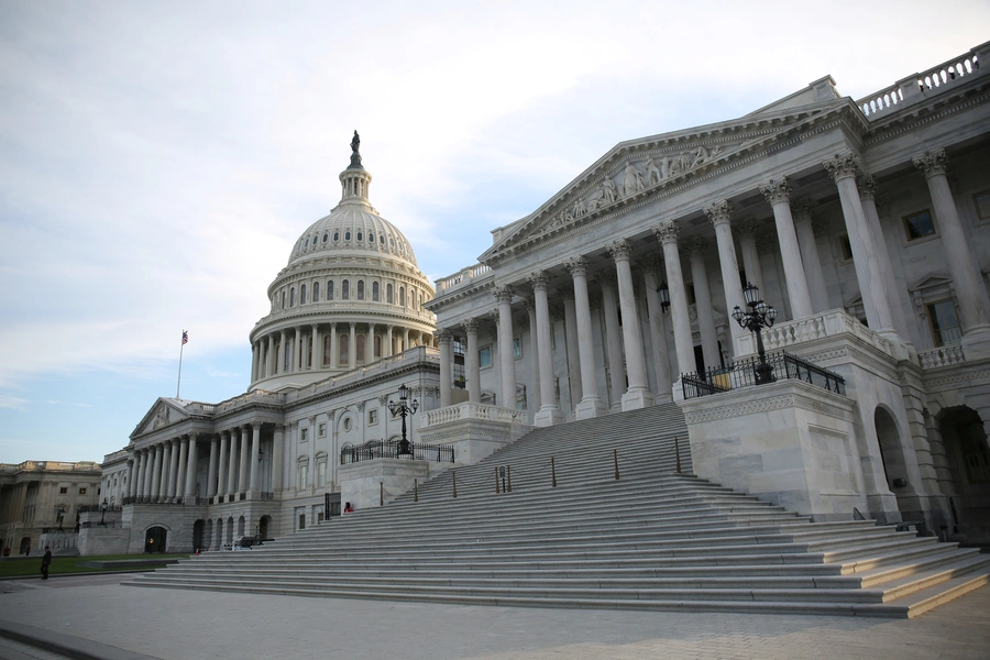 The U.S. Capitol Building seen shortly before sunset in Washington, D.C.