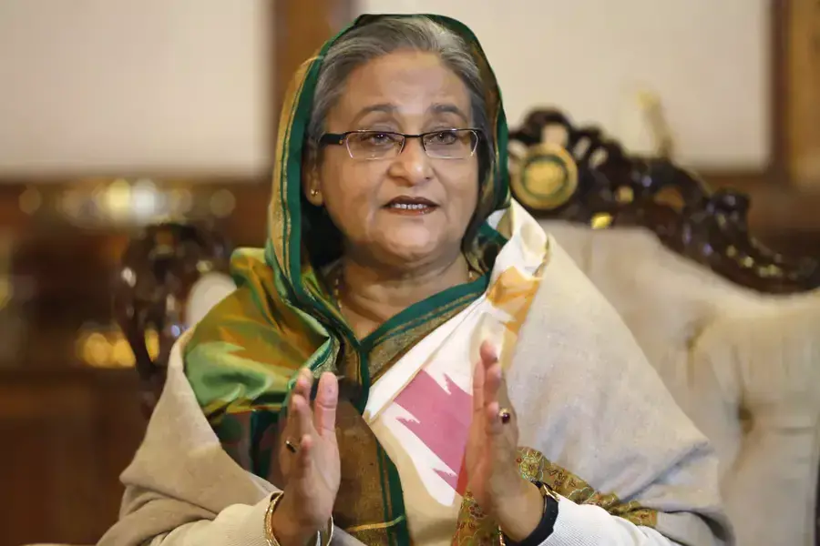 Bangladesh's Prime Minister Sheikh Hasina speaks during a media conference in Dhaka.