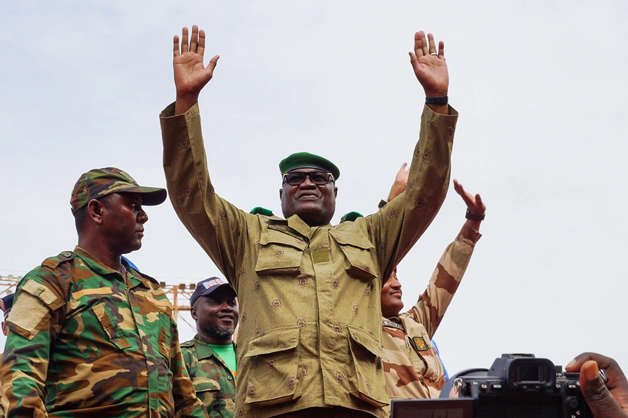 Members of Niger's military junta attend a demonstration in support of the coup d'etat in Niamey, Niger on August 6, 2023. 