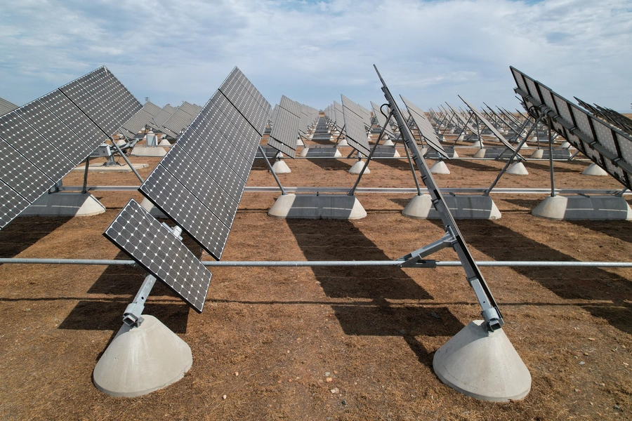 Solar panels are set up in the solar farm at the University of California, Merced, in Merced, California, U.S. August 17, 2022.