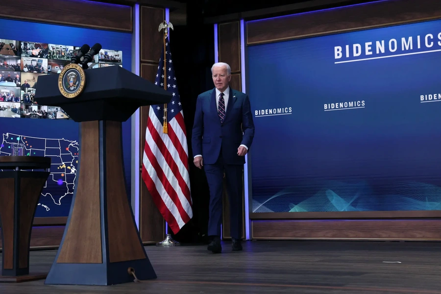 U.S. President Joe Biden holds an event on the economy at the White House