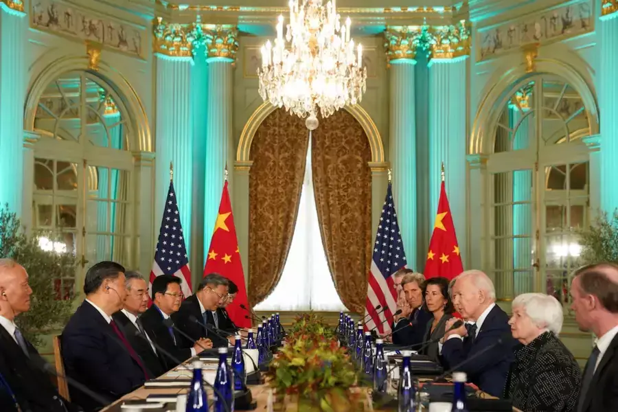 U.S. President Joe Biden holds a bilateral meeting with Chinese President Xi Jinping at the Filoli Estate in Woodside, California.