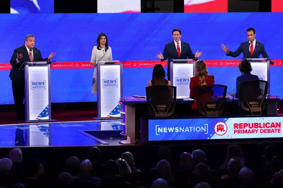 Republican candidates on the debate stage in Tuscaloosa, Alabama, on December 6, 2023. 