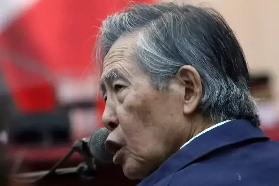 Former Peruvian President Alberto Fujimori attends a trial as a witness at the Callao naval base on March 15, 2018.