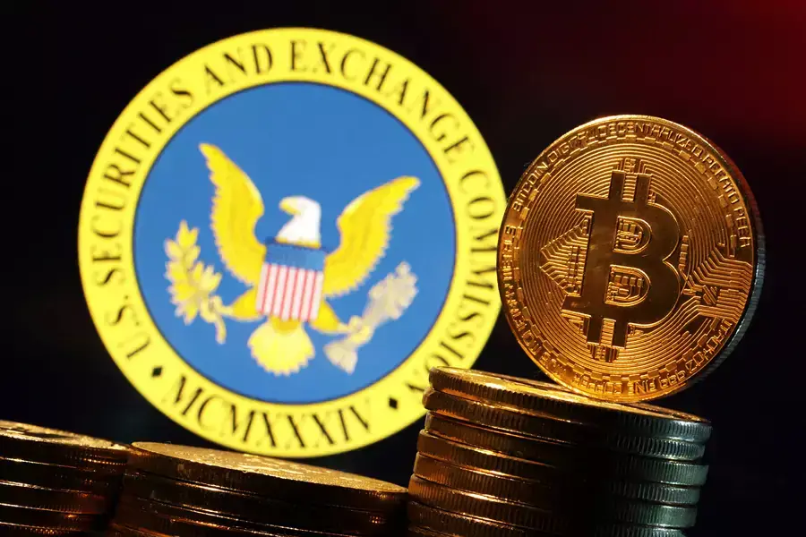 The logo of the U.S. Securities and Exchange Commission and a representation of Bitcoin cryptocurrency are seen in this illustration taken January 11, 2024.