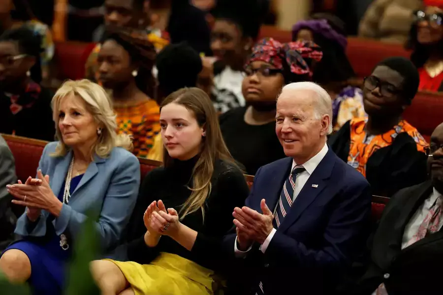 Democratic presidential candidate and former U.S. Vice President Joe Biden, his granddaughter Finnegan Biden and wife Jill Biden, take part in Sunday services at Royal Missionary Baptist Church in North Charleston, South Carolina on February 23, 2020.