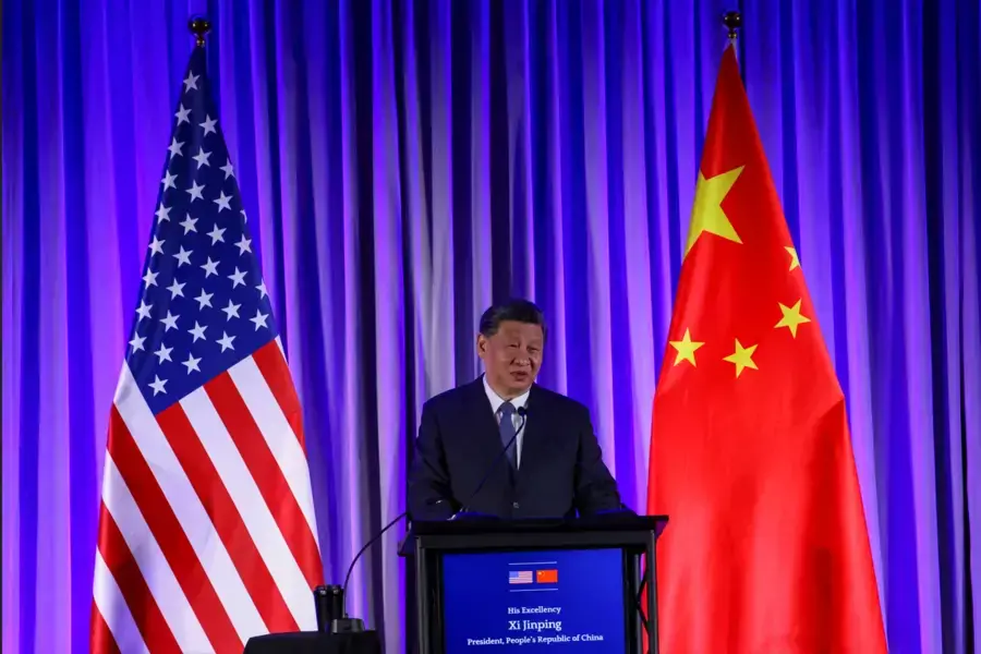 China's President Xi Jinping speaks at the "Senior Chinese Leader Event" held by the National Committee on US-China Relations and the US-China Business Council on the sidelines of the Asia-Pacific Economic Cooperation (APEC) summit in San Francisco