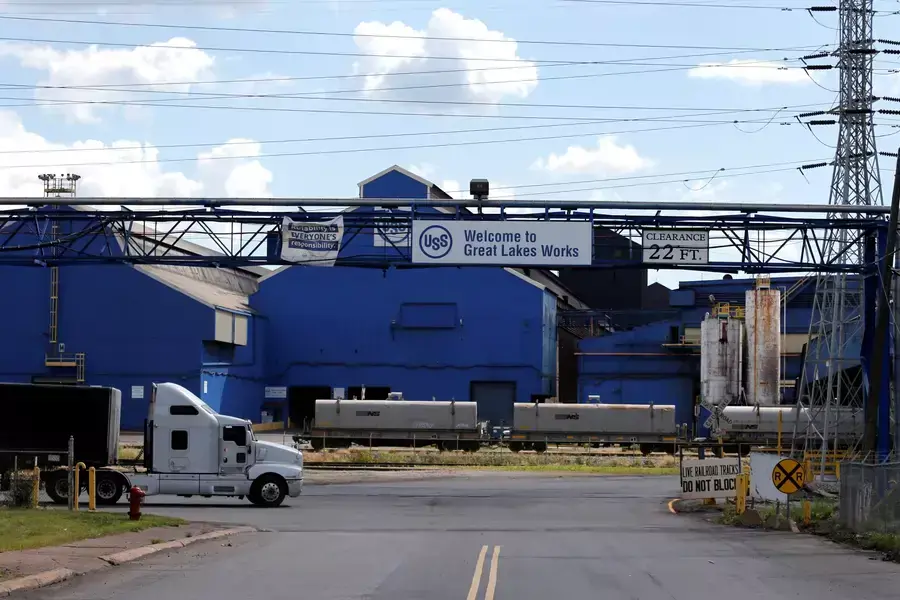 An entrance to the U.S. Steel Great Lakes Works plant in Ecorse, Michigan.