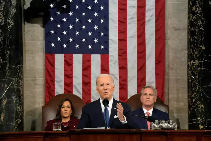 President Joe Biden delivers the State of the Union address on February 7, 2023, in Washington, DC.
