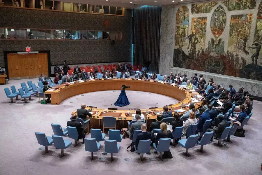 Members of the UN Security Council meet to discuss nuclear disarmament and non-proliferation at UN headquarters on March 18, 2024.