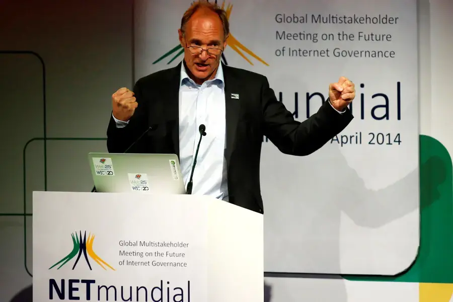 Britain's computer scientist Tim Berners-Lee attends the NETmundial: Global Multistakeholder Meeting on the Future of Internet Governance opening ceremony in Sao Paulo April 23, 2014.