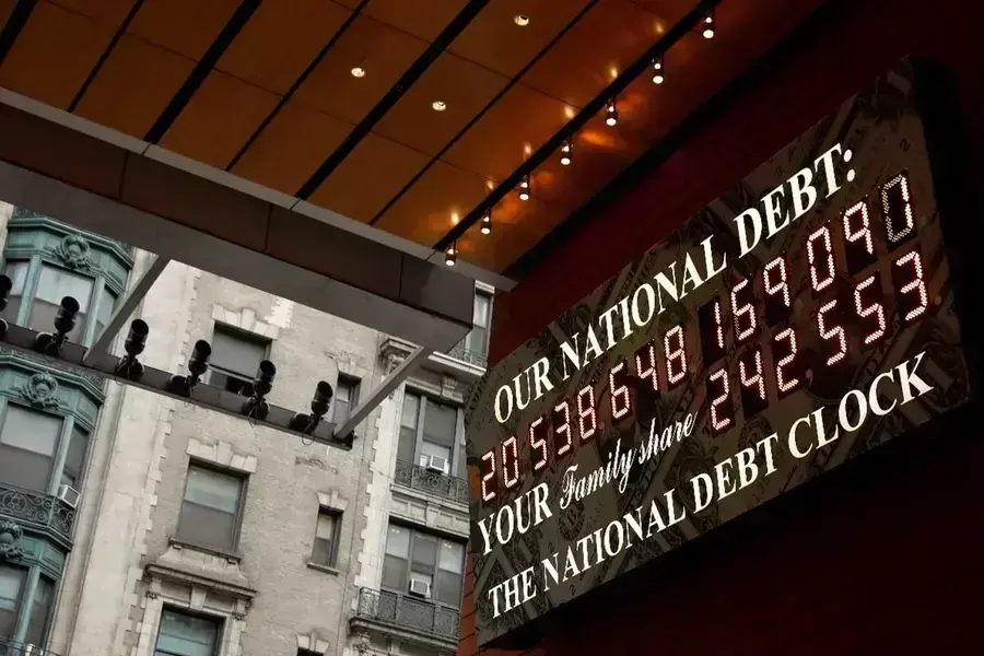 The National Debt Clock in New York City on November 30, 2017. 